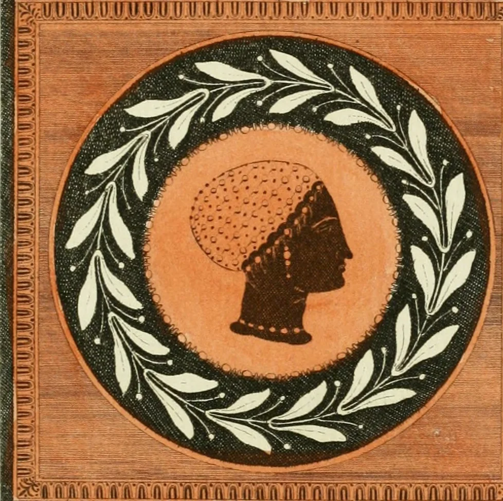 An illustration from Antiquités étrusques, grecques et romaines : ou les beaux vases étrusques, grecs et romains, et les peintures rendues avec les couleurs qui leur sont propres, 1787, leaf 146