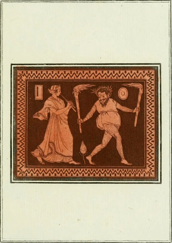 An illustration from Antiquités étrusques, grecques et romaines : ou les beaux vases étrusques, grecs et romains, et les peintures rendues avec les couleurs qui leur sont propres, 1787, leaf 156