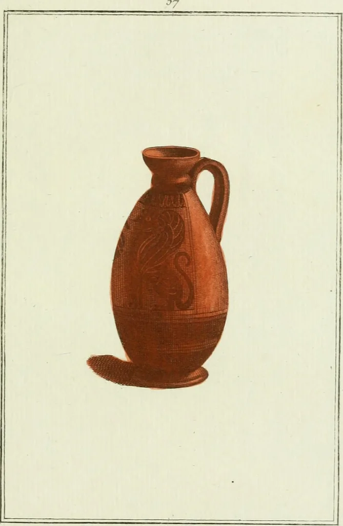An illustration from Antiquités étrusques, grecques et romaines : ou les beaux vases étrusques, grecs et romains, et les peintures rendues avec les couleurs qui leur sont propres, 1787, leaf 228