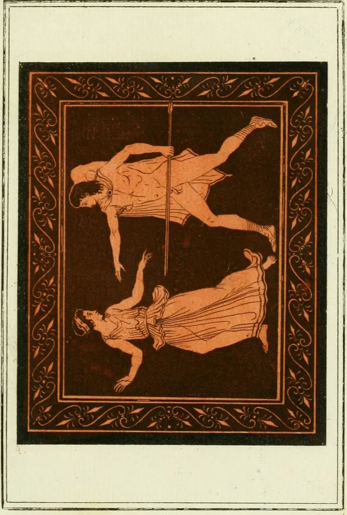 An illustration from Antiquités étrusques, grecques et romaines : ou les beaux vases étrusques, grecs et romains, et les peintures rendues avec les couleurs qui leur sont propres, 1787, leaf 236