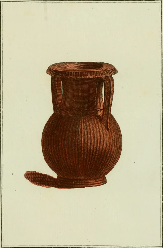 An illustration from Antiquités étrusques, grecques et romaines : ou les beaux vases étrusques, grecs et romains, et les peintures rendues avec les couleurs qui leur sont propres, 1787, leaf 146