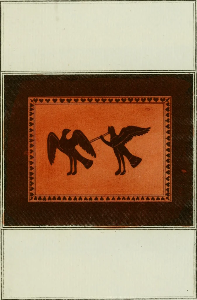 An illustration from Antiquités étrusques, grecques et romaines : ou les beaux vases étrusques, grecs et romains, et les peintures rendues avec les couleurs qui leur sont propres, 1787, leaf 148