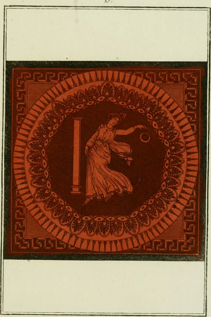 An illustration from Antiquités étrusques, grecques et romaines : ou les beaux vases étrusques, grecs et romains, et les peintures rendues avec les couleurs qui leur sont propres, 1787, leaf 170