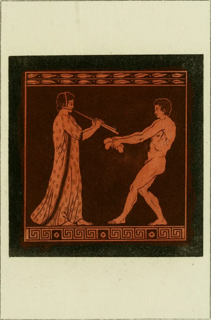 An illustration from Antiquités étrusques, grecques et romaines : ou les beaux vases étrusques, grecs et romains, et les peintures rendues avec les couleurs qui leur sont propres, 1787, leaf 180