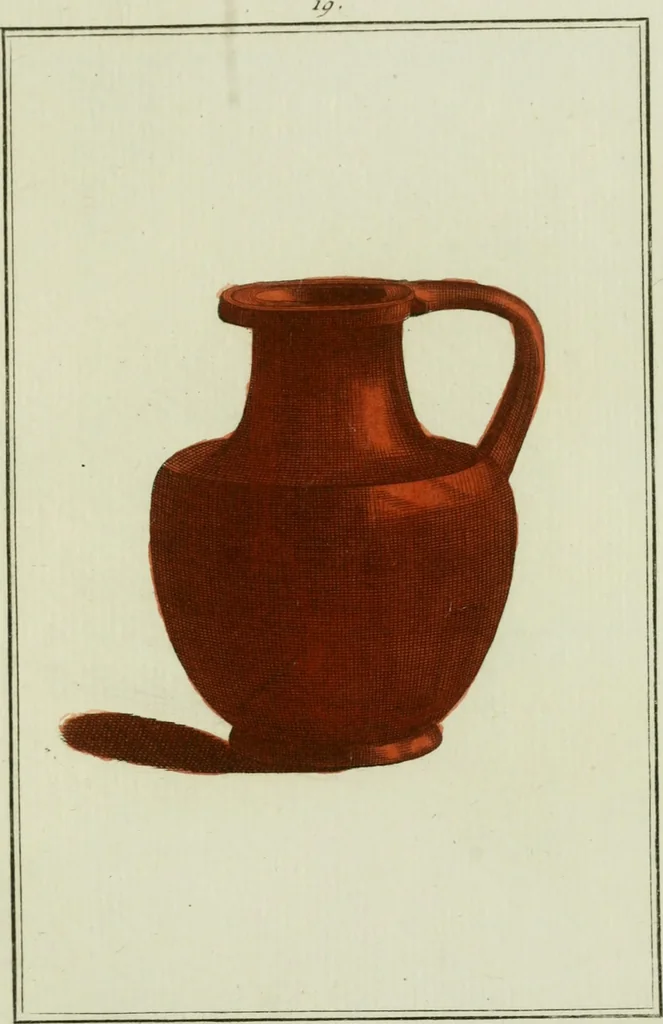 An illustration from Antiquités étrusques, grecques et romaines : ou les beaux vases étrusques, grecs et romains, et les peintures rendues avec les couleurs qui leur sont propres, 1787, leaf 182