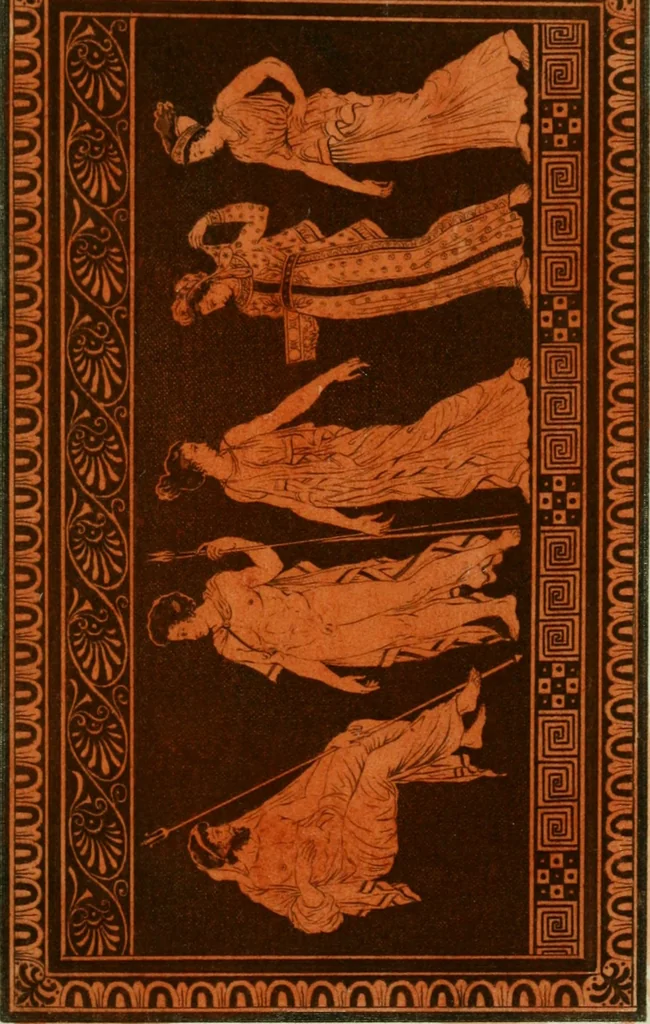 An illustration from Antiquités étrusques, grecques et romaines : ou les beaux vases étrusques, grecs et romains, et les peintures rendues avec les couleurs qui leur sont propres, 1787, leaf 186