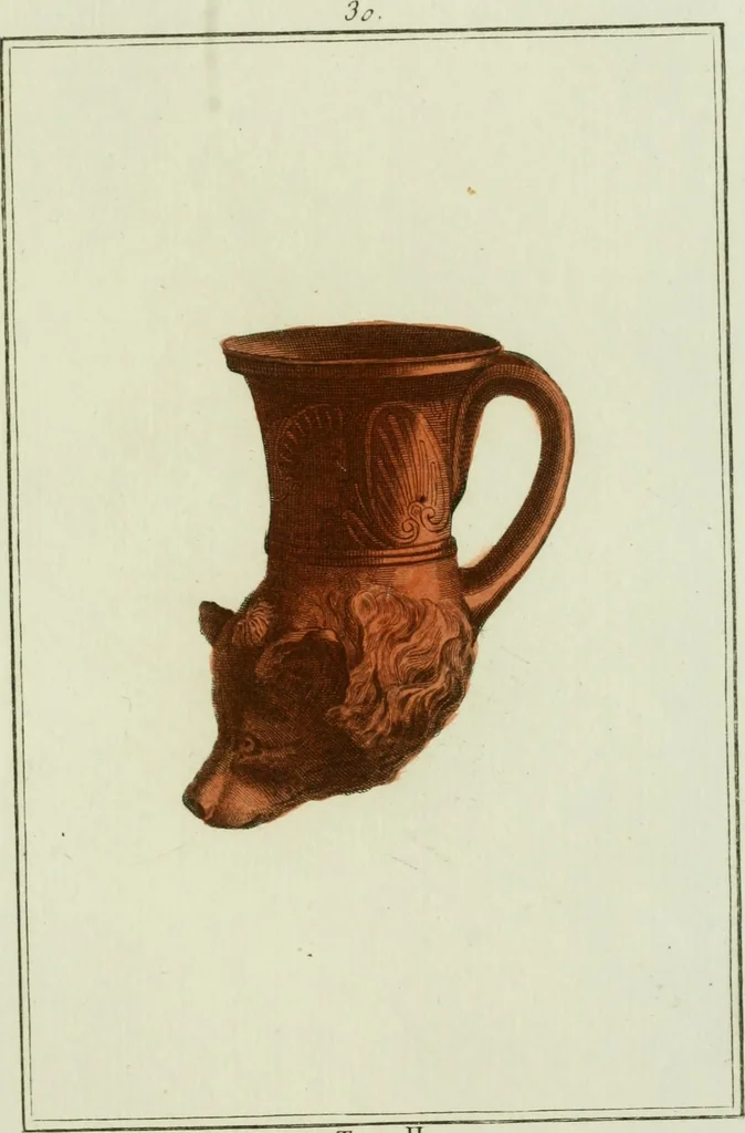 An illustration from Antiquités étrusques, grecques et romaines : ou les beaux vases étrusques, grecs et romains, et les peintures rendues avec les couleurs qui leur sont propres, 1787, leaf 204