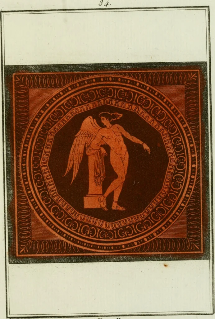 An illustration from Antiquités étrusques, grecques et romaines : ou les beaux vases étrusques, grecs et romains, et les peintures rendues avec les couleurs qui leur sont propres, 1787, leaf 212