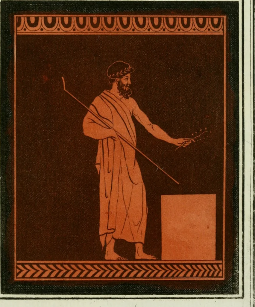 An illustration from Antiquités étrusques, grecques et romaines : ou les beaux vases étrusques, grecs et romains, et les peintures rendues avec les couleurs qui leur sont propres, 1787, leaf 224