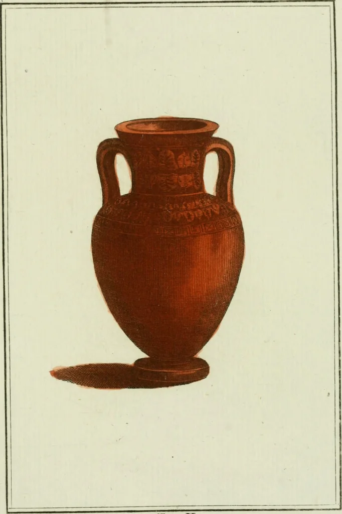 An illustration from Antiquités étrusques, grecques et romaines : ou les beaux vases étrusques, grecs et romains, et les peintures rendues avec les couleurs qui leur sont propres, 1787, leaf 228