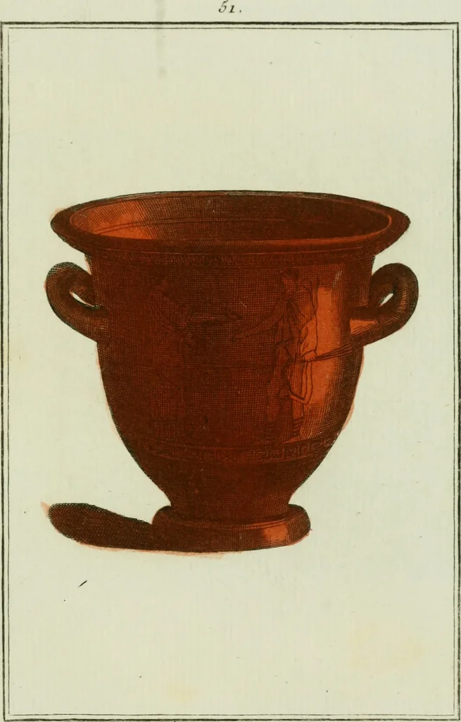 An illustration from Antiquités étrusques, grecques et romaines : ou les beaux vases étrusques, grecs et romains, et les peintures rendues avec les couleurs qui leur sont propres, 1787, leaf 246