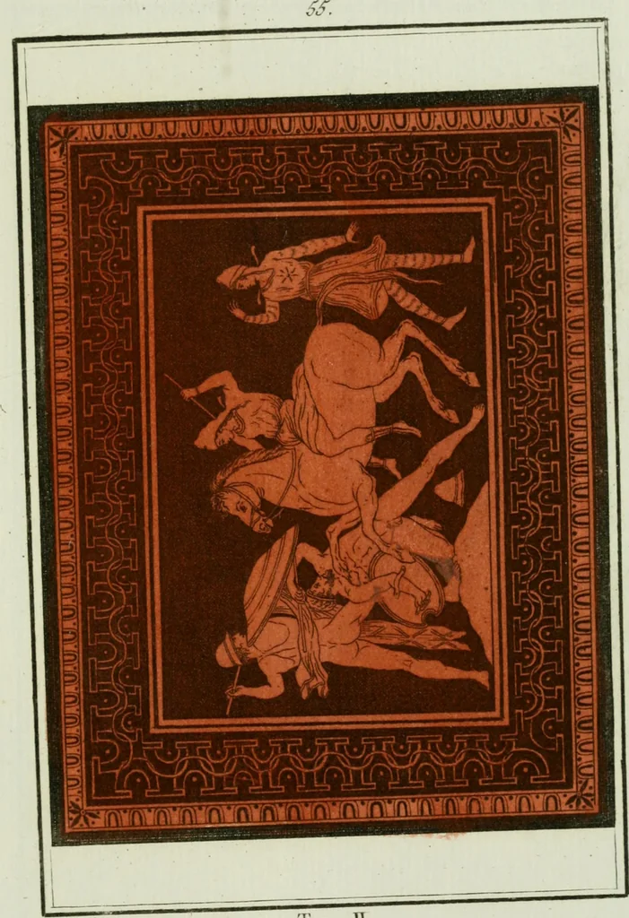 An illustration from Antiquités étrusques, grecques et romaines : ou les beaux vases étrusques, grecs et romains, et les peintures rendues avec les couleurs qui leur sont propres, 1787, leaf 254