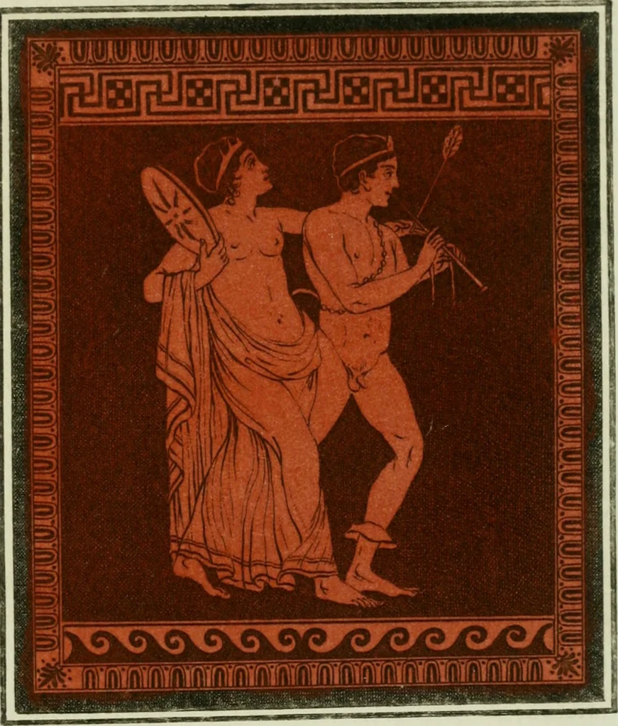 An illustration from Antiquités étrusques, grecques et romaines : ou les beaux vases étrusques, grecs et romains, et les peintures rendues avec les couleurs qui leur sont propres, 1787, leaf 256