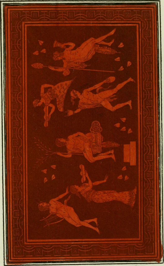 An illustration from Antiquités étrusques, grecques et romaines : ou les beaux vases étrusques, grecs et romains, et les peintures rendues avec les couleurs qui leur sont propres, 1787, leaf 258