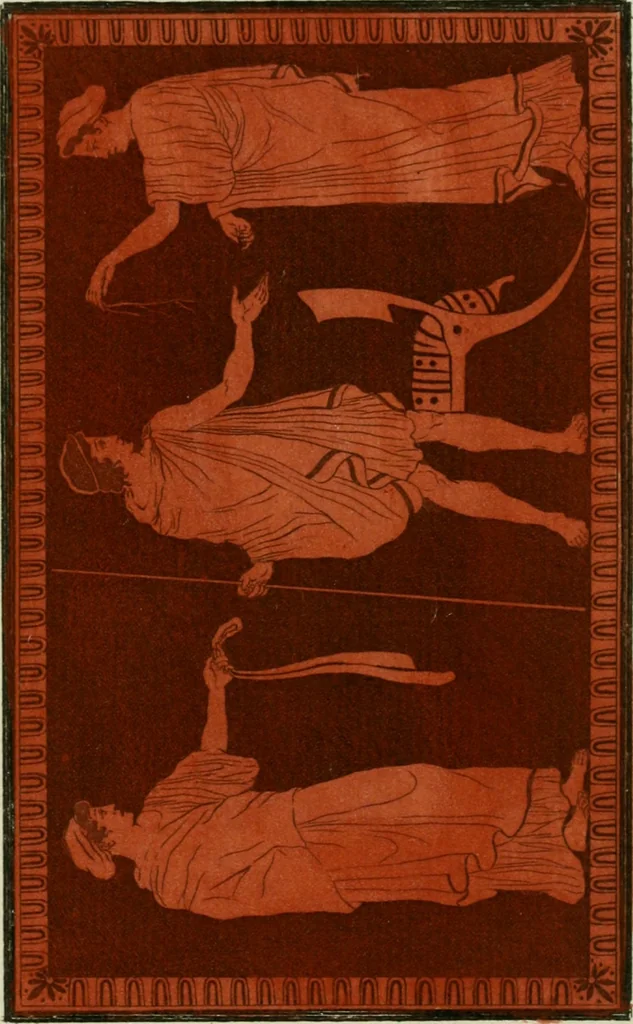 An illustration from Antiquités étrusques, grecques et romaines : ou les beaux vases étrusques, grecs et romains, et les peintures rendues avec les couleurs qui leur sont propres, 1787, leaf 262