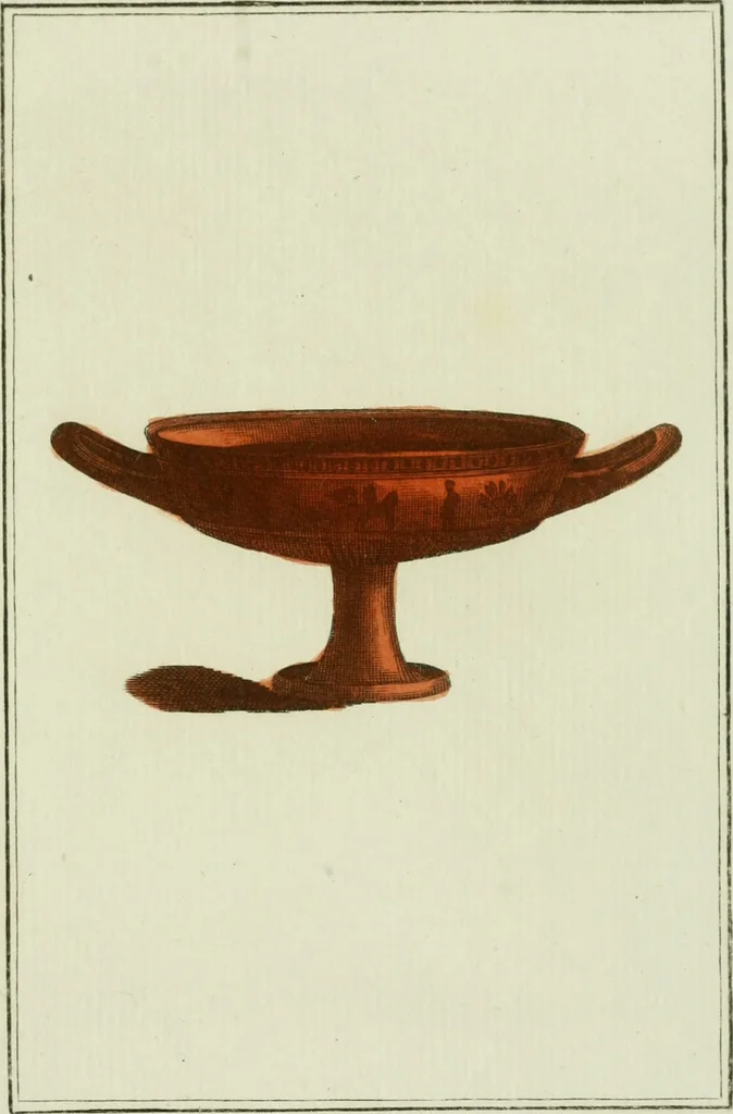 An illustration from Antiquités étrusques, grecques et romaines : ou les beaux vases étrusques, grecs et romains, et les peintures rendues avec les couleurs qui leur sont propres, 1787, leaf 268