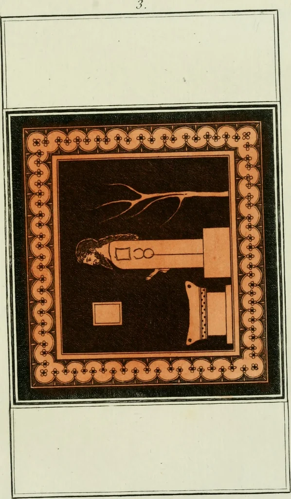 An illustration from Antiquités étrusques, grecques et romaines : ou les beaux vases étrusques, grecs et romains, et les peintures rendues avec les couleurs qui leur sont propres, 1787, leaf 158