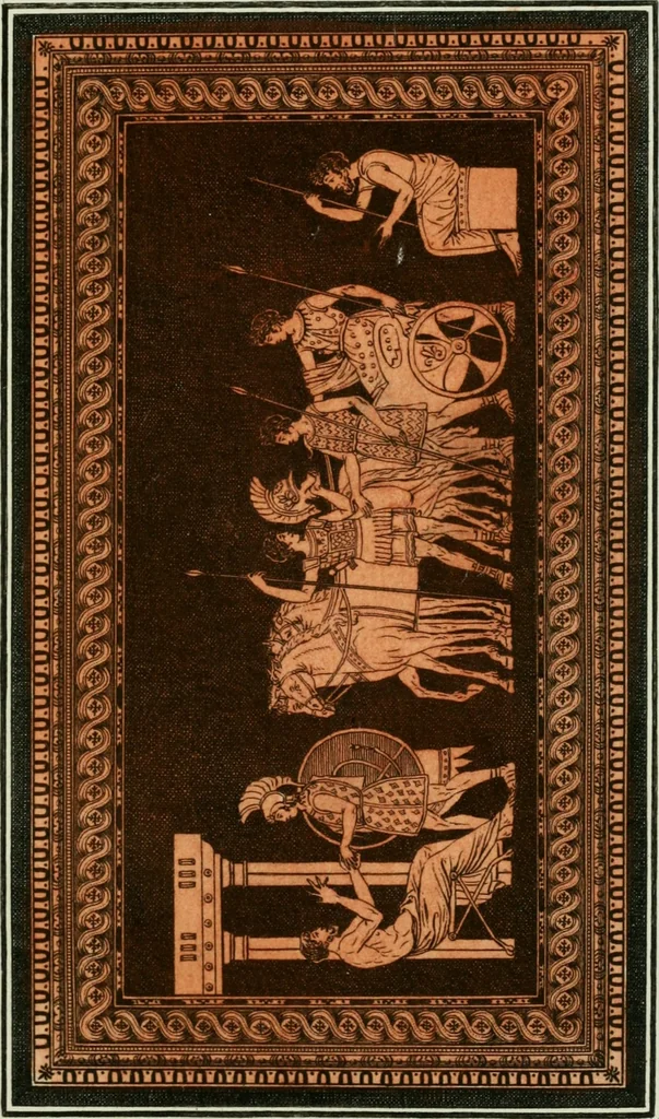 An illustration from Antiquités étrusques, grecques et romaines : ou les beaux vases étrusques, grecs et romains, et les peintures rendues avec les couleurs qui leur sont propres, 1787, leaf 170