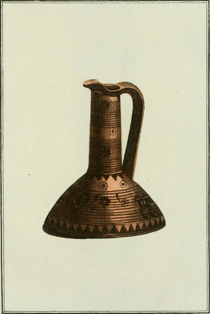 An illustration from Antiquités étrusques, grecques et romaines : ou les beaux vases étrusques, grecs et romains, et les peintures rendues avec les couleurs qui leur sont propres, 1787, leaf 184