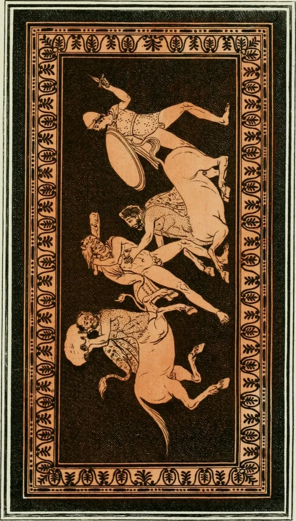 An illustration from Antiquités étrusques, grecques et romaines : ou les beaux vases étrusques, grecs et romains, et les peintures rendues avec les couleurs qui leur sont propres, 1787, leaf 192