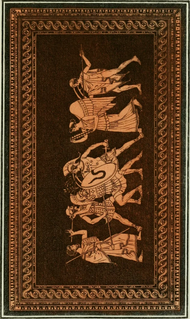 An illustration from Antiquités étrusques, grecques et romaines : ou les beaux vases étrusques, grecs et romains, et les peintures rendues avec les couleurs qui leur sont propres, 1787, leaf 198