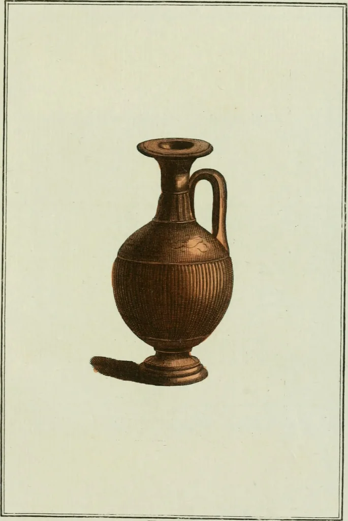 An illustration from Antiquités étrusques, grecques et romaines : ou les beaux vases étrusques, grecs et romains, et les peintures rendues avec les couleurs qui leur sont propres, 1787, leaf 204