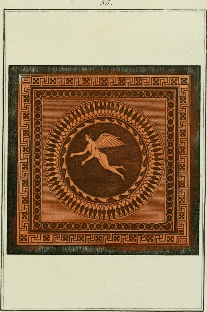 An illustration from Antiquités étrusques, grecques et romaines : ou les beaux vases étrusques, grecs et romains, et les peintures rendues avec les couleurs qui leur sont propres, 1787, leaf 222