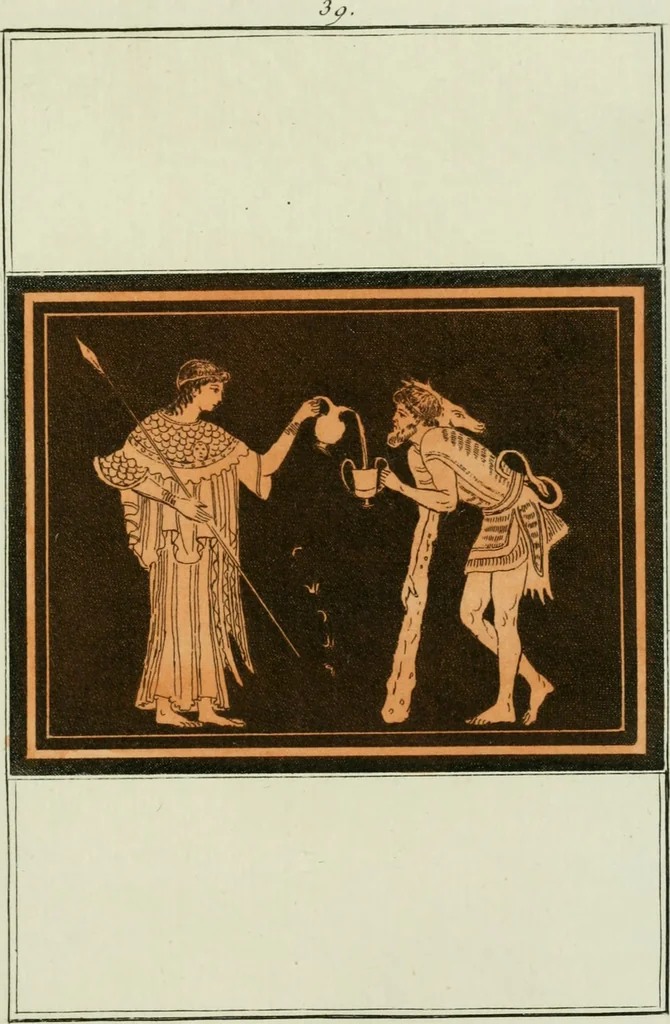 An illustration from Antiquités étrusques, grecques et romaines : ou les beaux vases étrusques, grecs et romains, et les peintures rendues avec les couleurs qui leur sont propres, 1787, leaf 228