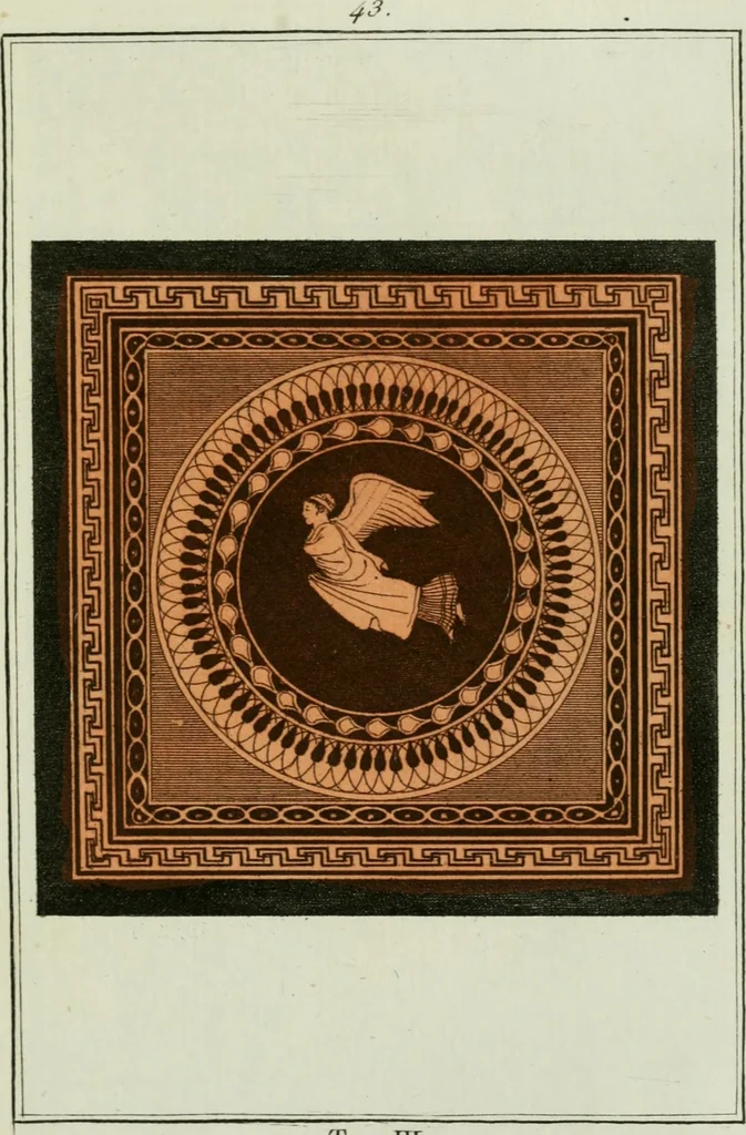 An illustration from Antiquités étrusques, grecques et romaines : ou les beaux vases étrusques, grecs et romains, et les peintures rendues avec les couleurs qui leur sont propres, 1787, leaf 236