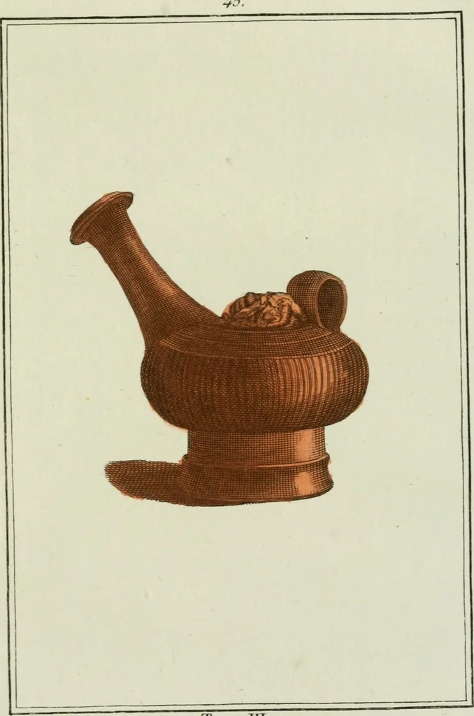 An illustration from Antiquités étrusques, grecques et romaines : ou les beaux vases étrusques, grecs et romains, et les peintures rendues avec les couleurs qui leur sont propres, 1787, leaf 240