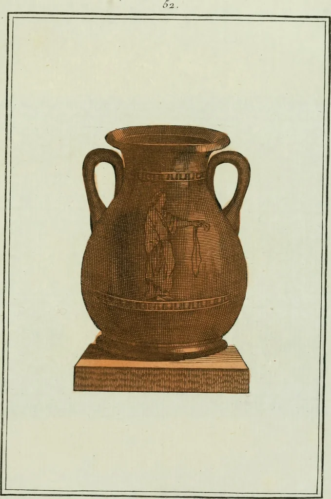 An illustration from Antiquités étrusques, grecques et romaines : ou les beaux vases étrusques, grecs et romains, et les peintures rendues avec les couleurs qui leur sont propres, 1787, leaf 254
