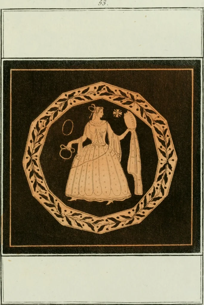 An illustration from Antiquités étrusques, grecques et romaines : ou les beaux vases étrusques, grecs et romains, et les peintures rendues avec les couleurs qui leur sont propres, 1787, leaf 256