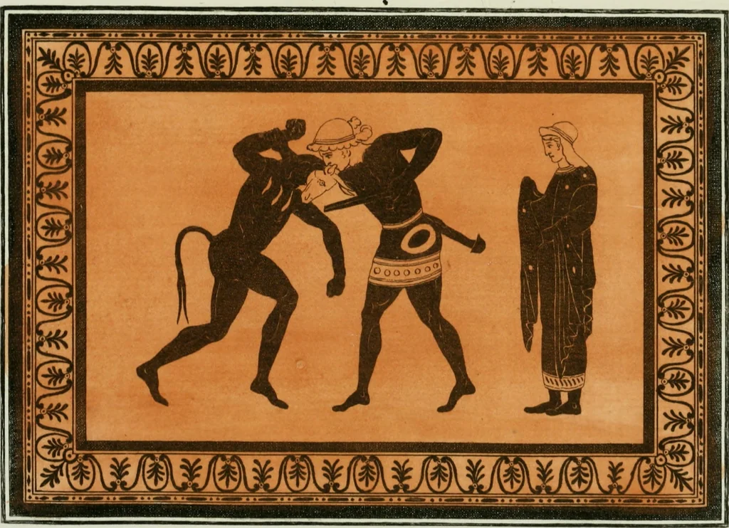 An illustration from Antiquités étrusques, grecques et romaines : ou les beaux vases étrusques, grecs et romains, et les peintures rendues avec les couleurs qui leur sont propres, 1787, leaf 274