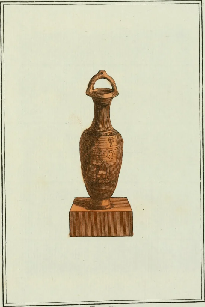 An illustration from Antiquités étrusques, grecques et romaines : ou les beaux vases étrusques, grecs et romains, et les peintures rendues avec les couleurs qui leur sont propres, 1787, leaf 292