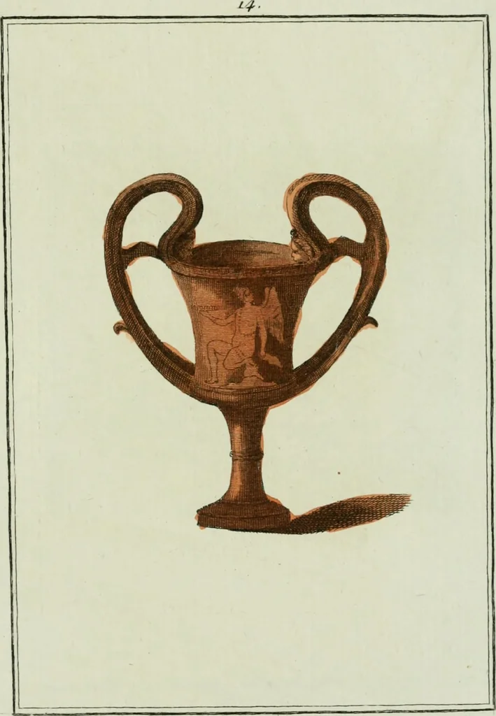 An illustration from Antiquités étrusques, grecques et romaines : ou les beaux vases étrusques, grecs et romains, et les peintures rendues avec les couleurs qui leur sont propres, 1787, leaf 224