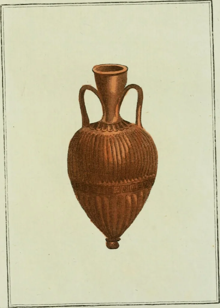 An illustration from Antiquités étrusques, grecques et romaines : ou les beaux vases étrusques, grecs et romains, et les peintures rendues avec les couleurs qui leur sont propres, 1787, leaf 230