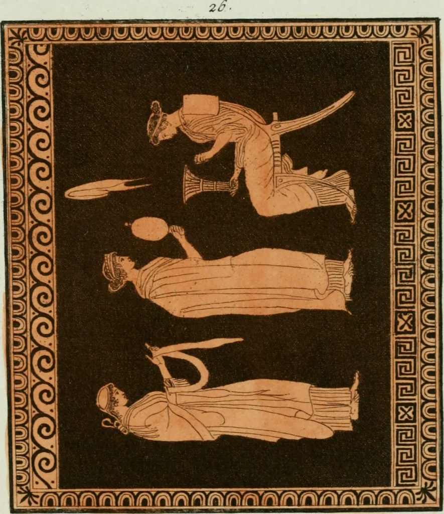 An illustration from Antiquités étrusques, grecques et romaines : ou les beaux vases étrusques, grecs et romains, et les peintures rendues avec les couleurs qui leur sont propres, 1787, leaf 248