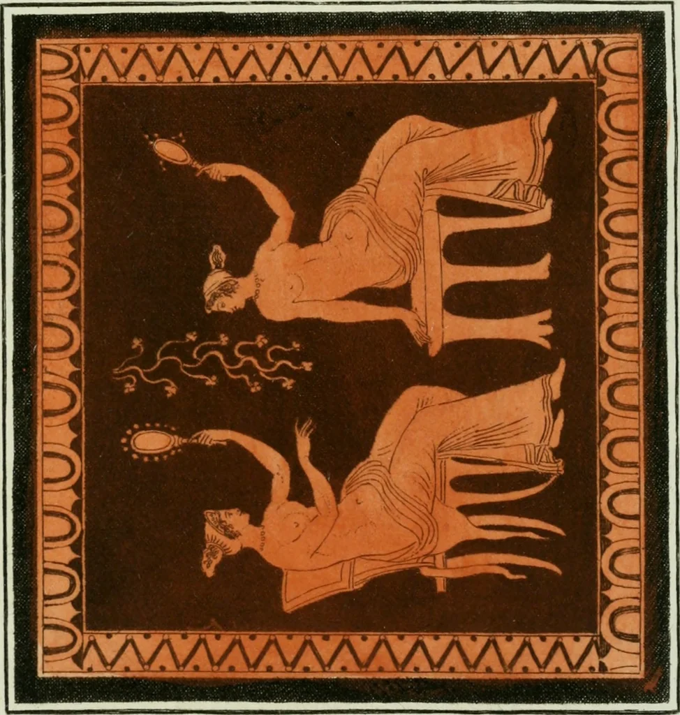 An illustration from Antiquités étrusques, grecques et romaines : ou les beaux vases étrusques, grecs et romains, et les peintures rendues avec les couleurs qui leur sont propres, 1787, leaf 258
