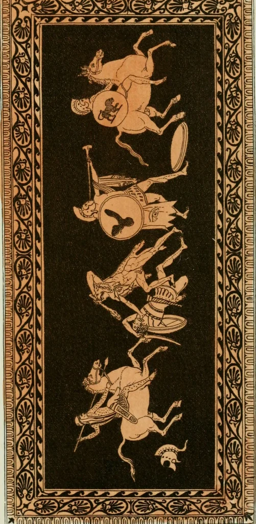 An illustration from Antiquités étrusques, grecques et romaines : ou les beaux vases étrusques, grecs et romains, et les peintures rendues avec les couleurs qui leur sont propres, 1787, leaf 262