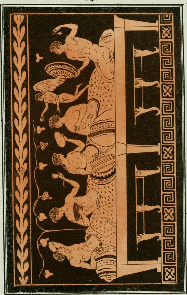 An illustration from Antiquités étrusques, grecques et romaines : ou les beaux vases étrusques, grecs et romains, et les peintures rendues avec les couleurs qui leur sont propres, 1787, leaf 264