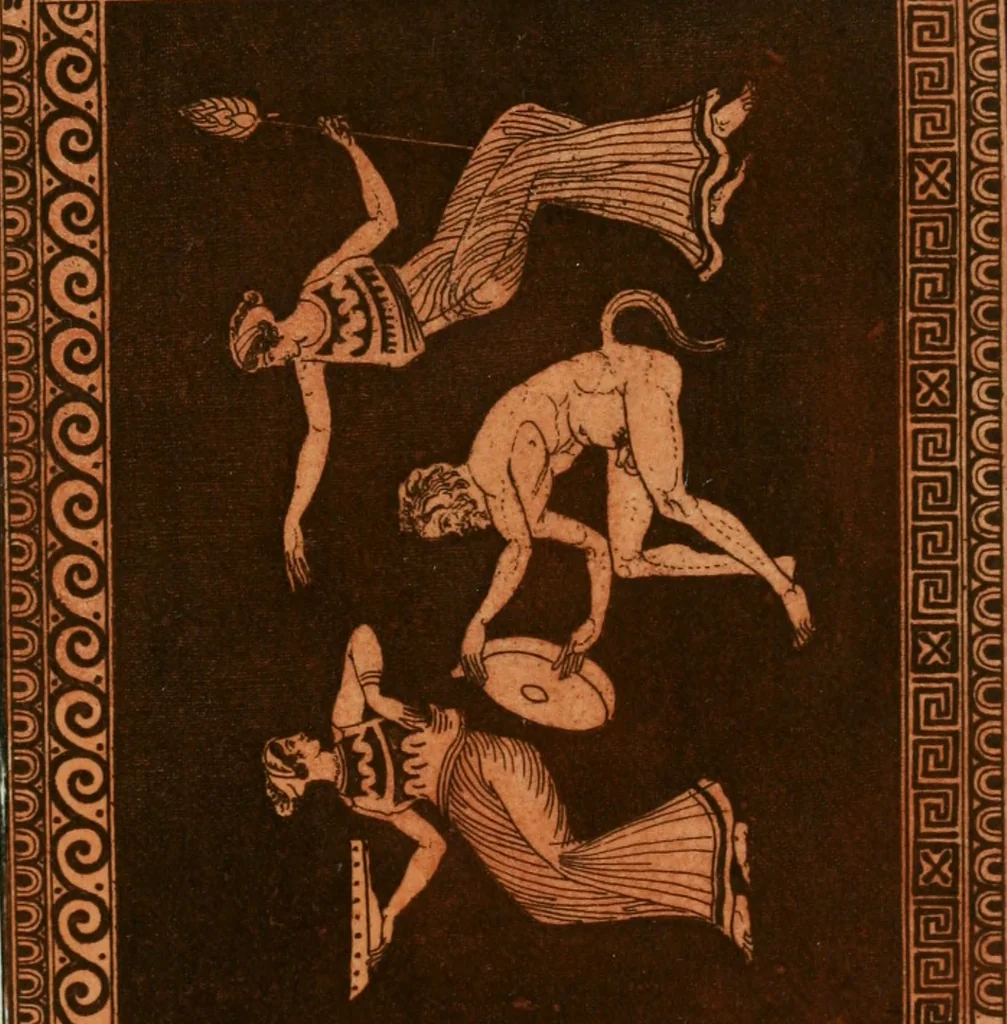 An illustration from Antiquités étrusques, grecques et romaines : ou les beaux vases étrusques, grecs et romains, et les peintures rendues avec les couleurs qui leur sont propres, 1787, leaf 288