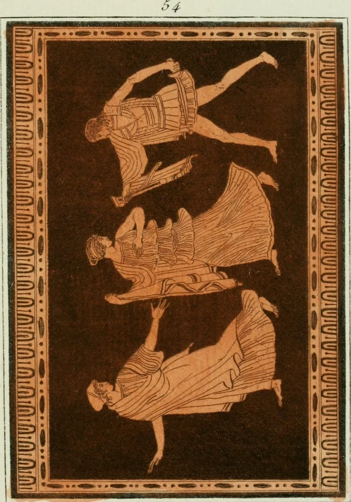 An illustration from Antiquités étrusques, grecques et romaines : ou les beaux vases étrusques, grecs et romains, et les peintures rendues avec les couleurs qui leur sont propres, 1787, leaf 302