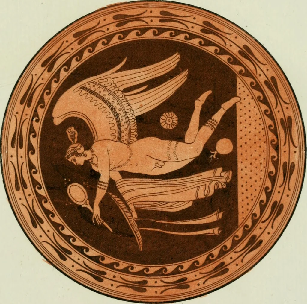 An illustration from Antiquités étrusques, grecques et romaines : ou les beaux vases étrusques, grecs et romains, et les peintures rendues avec les couleurs qui leur sont propres, 1787, leaf 308