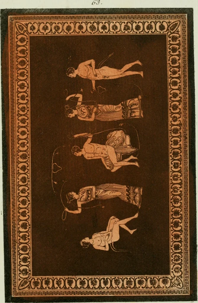 An illustration from Antiquités étrusques, grecques et romaines : ou les beaux vases étrusques, grecs et romains, et les peintures rendues avec les couleurs qui leur sont propres, 1787, leaf 320