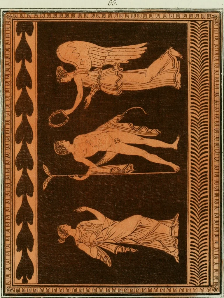 An illustration from Antiquités étrusques, grecques et romaines : ou les beaux vases étrusques, grecs et romains, et les peintures rendues avec les couleurs qui leur sont propres, 1787, leaf 322