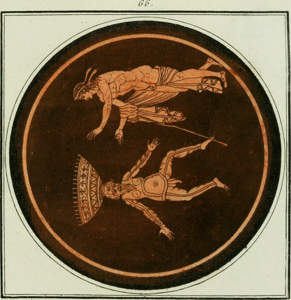 An illustration from Antiquités étrusques, grecques et romaines : ou les beaux vases étrusques, grecs et romains, et les peintures rendues avec les couleurs qui leur sont propres, 1787, leaf 324
