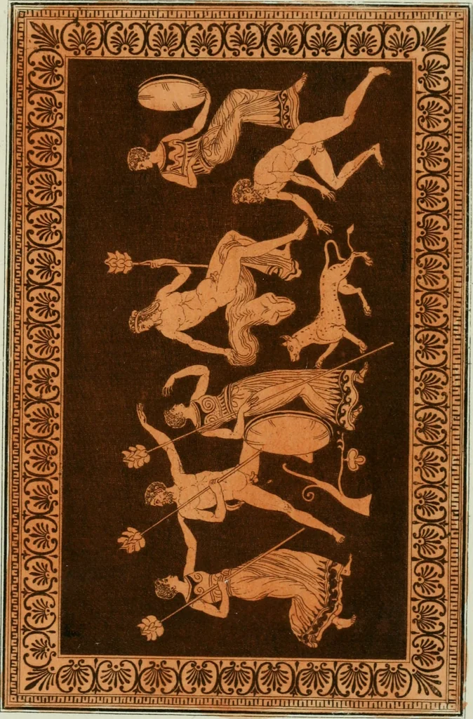 An illustration from Antiquités étrusques, grecques et romaines : ou les beaux vases étrusques, grecs et romains, et les peintures rendues avec les couleurs qui leur sont propres, 1787, leaf 334