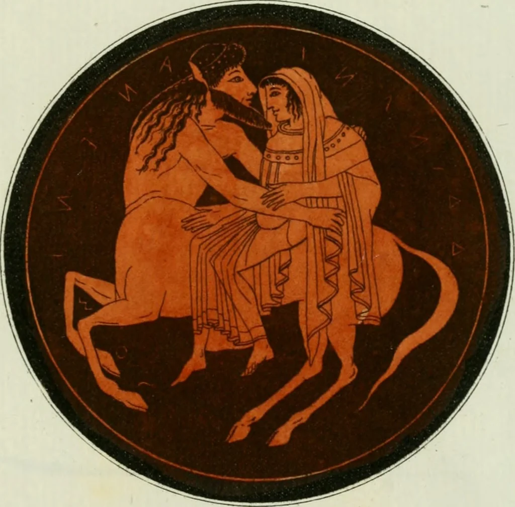 An illustration from Antiquités étrusques, grecques et romaines : ou les beaux vases étrusques, grecs et romains, et les peintures rendues avec les couleurs qui leur sont propres, 1787, leaf 122