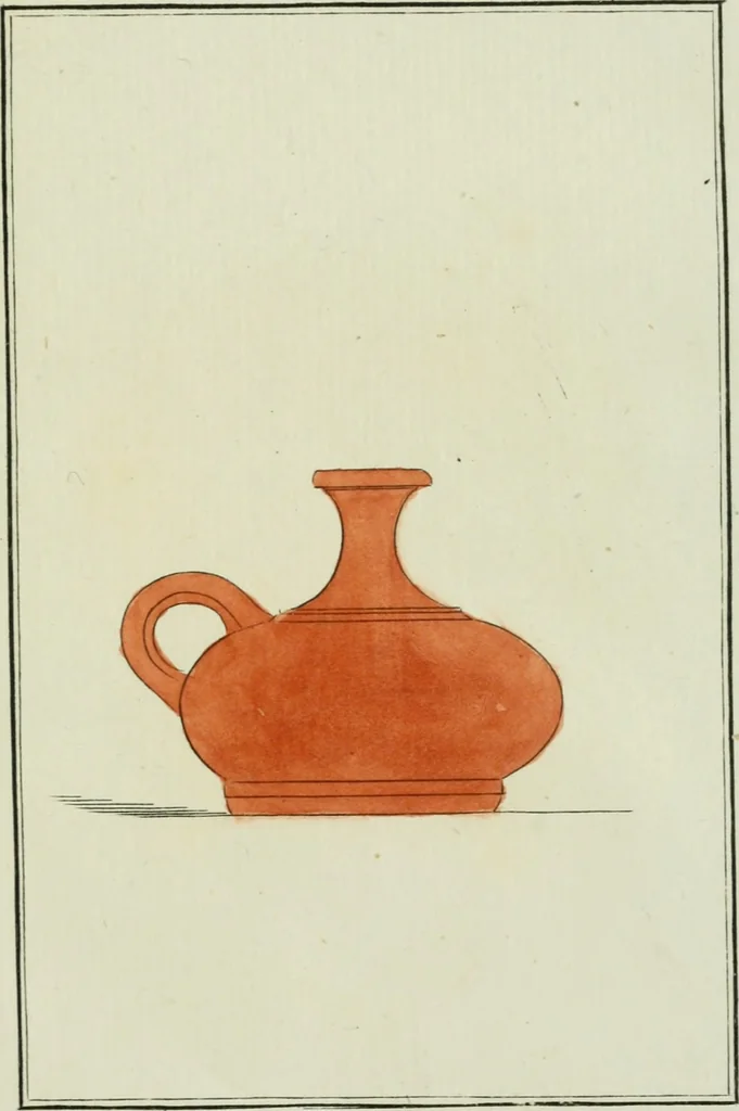 An illustration from Antiquités étrusques, grecques et romaines : ou les beaux vases étrusques, grecs et romains, et les peintures rendues avec les couleurs qui leur sont propres, 1787, leaf 124