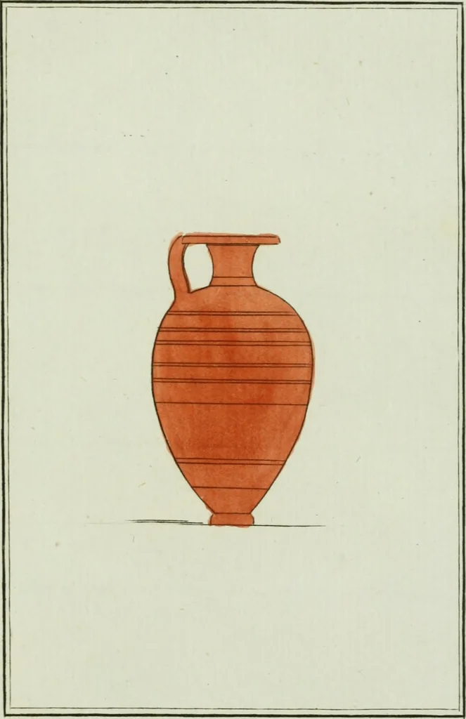 An illustration from Antiquités étrusques, grecques et romaines : ou les beaux vases étrusques, grecs et romains, et les peintures rendues avec les couleurs qui leur sont propres, 1787, leaf 144